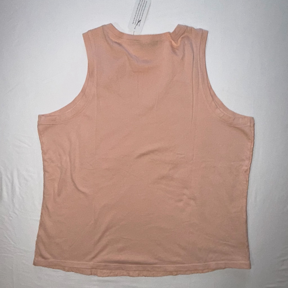G by Giuliana NWOT Lace Front Tank Top 1X Soft Peach V-Neck Cotton Blend Chic - Picture 2 of 9